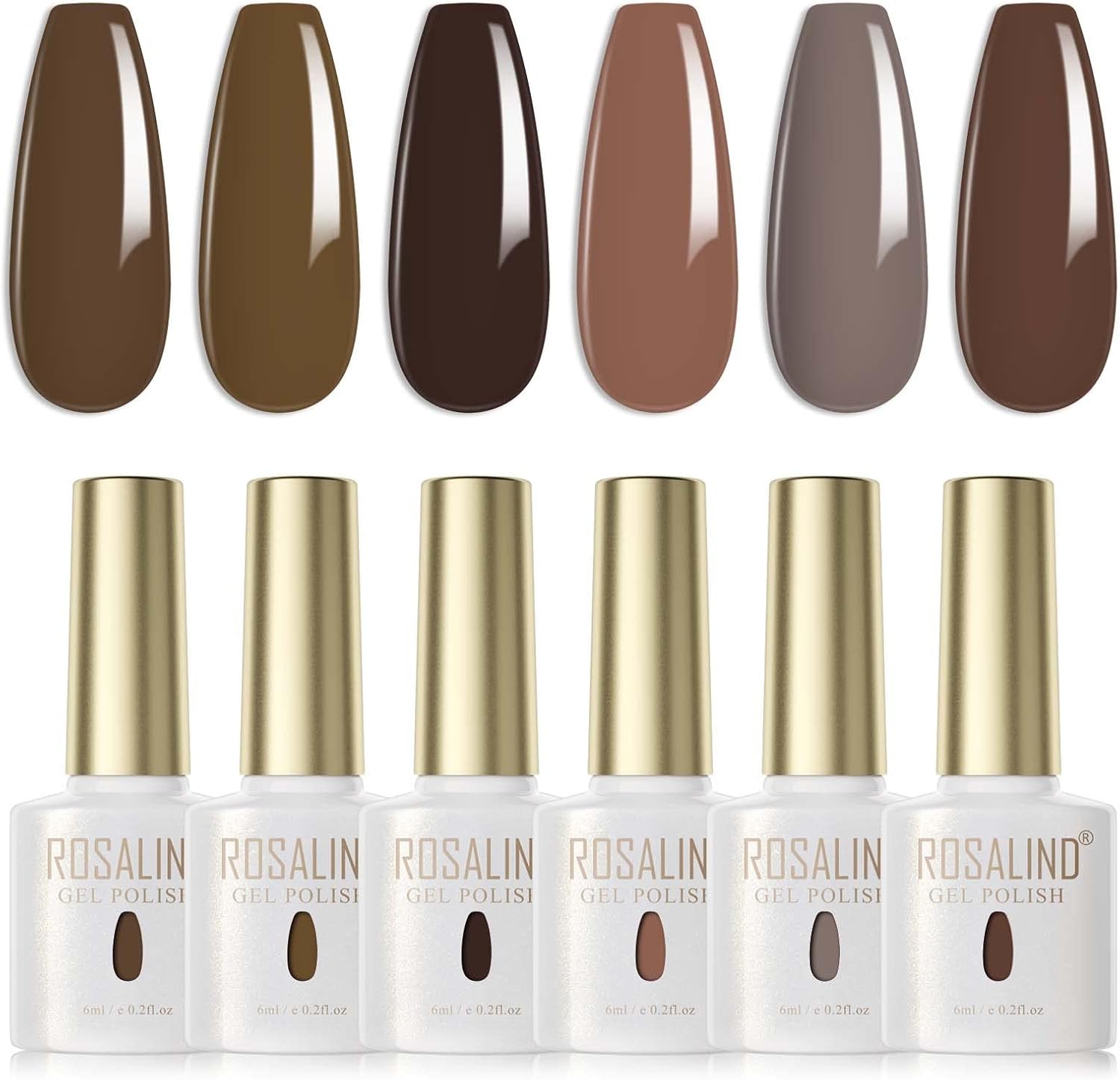 Vernis Semi Permanent Marron Chocolat Couleurs Automne Hiver 6 Couleurs Vernis à Ongles Gels Semi-permanents UV LED Soak Off Gel Nail Polish French Manucure