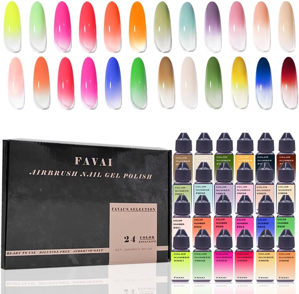 Selection 24 Couleurs Vernis à Ongles Gel Airbrush Baby Boomer Air Gel Set - Hot Collection 24 * 10ml