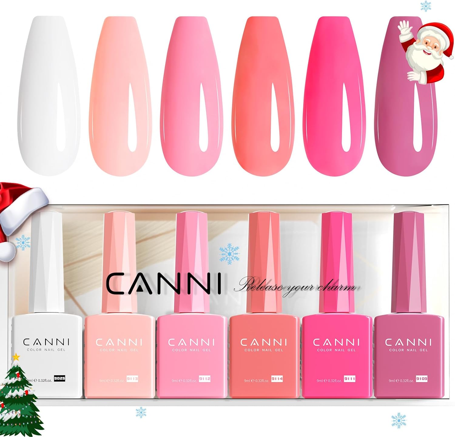 Vernis à Ongles Gel Semi Permanent 6 Couleur UV Nail Polish blanc rose violet corail Semi-permanent Valentinstag für Maniküre Nageldesign 9ml 2311