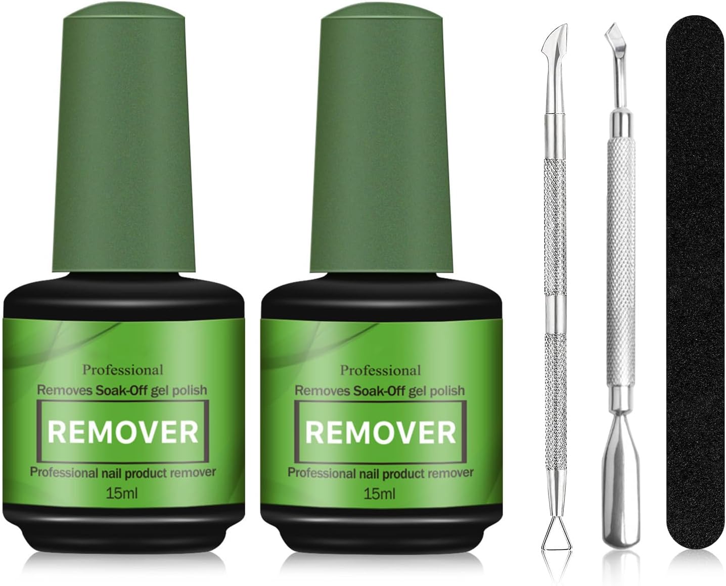 Dissolvant Vernis Semi Permanent 2 Pièces, Gel Nail Polish Remover, Enlève Rapidement et Facilement le Vernis en Gel Avec Lime à Ongles et Grattoirs