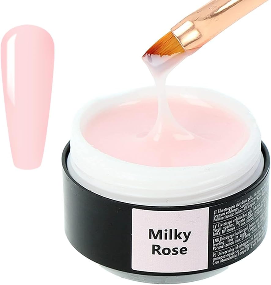 Milky Rose Gel Construction Ongle UV - Nail Extension Gel et Modelage - Gel UV/LED pour Protéger les Ongles Cassés - Renforcement - Nail Art Ongles - Manucure de Réparation -50ml