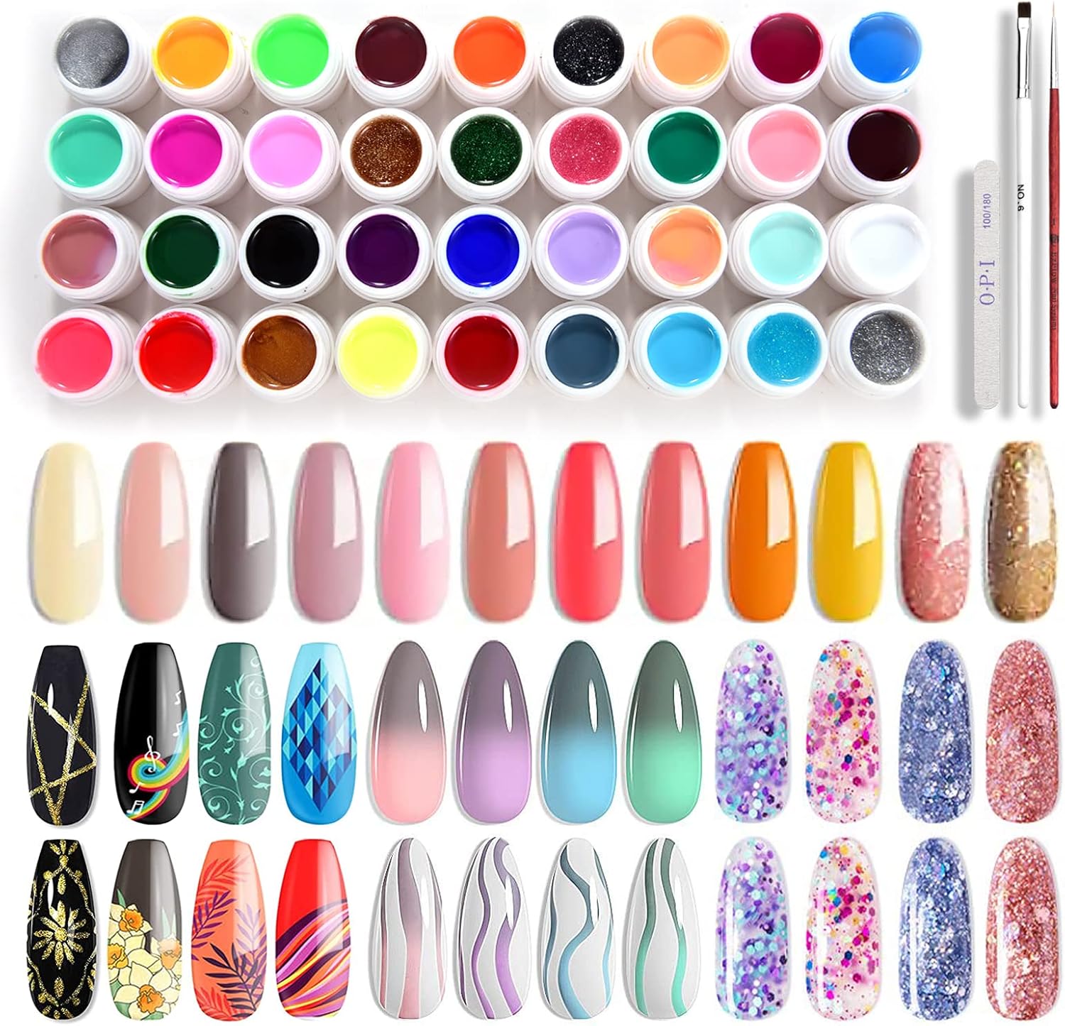 36 Couleurs Kit Vernis Semi Permanent, Gel Couleur Ongle Uv Avec Brosse à Ongles, Vernis à Ongles pour Débutants en Nail Art Design des Ongles