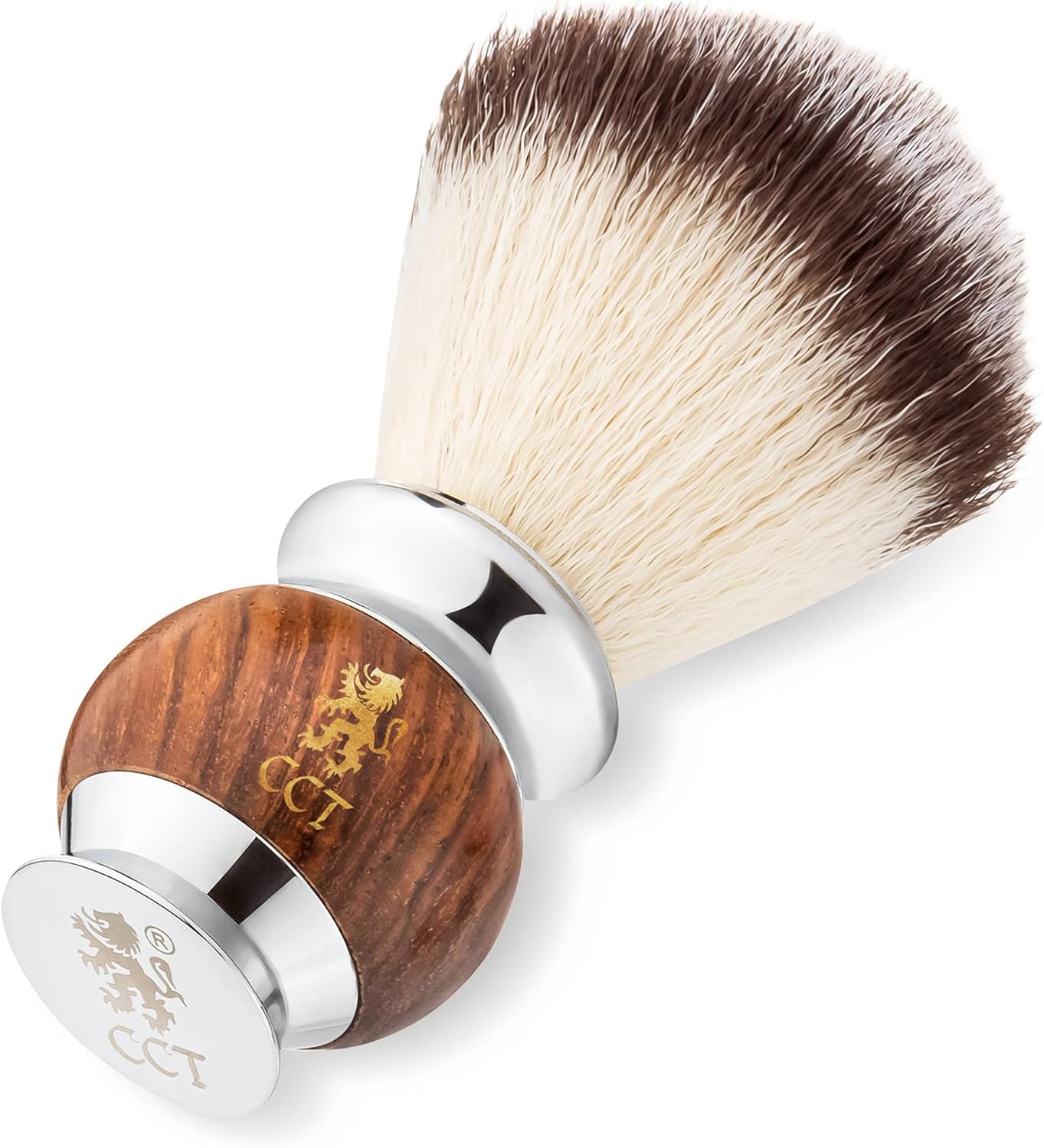 The Cambridge Cut Throat Blaireau Brosse de Rasage de Haute Qualité pour Hommes en Bois et Acier Inoxydable, Poils Végétaliens Synthétiques