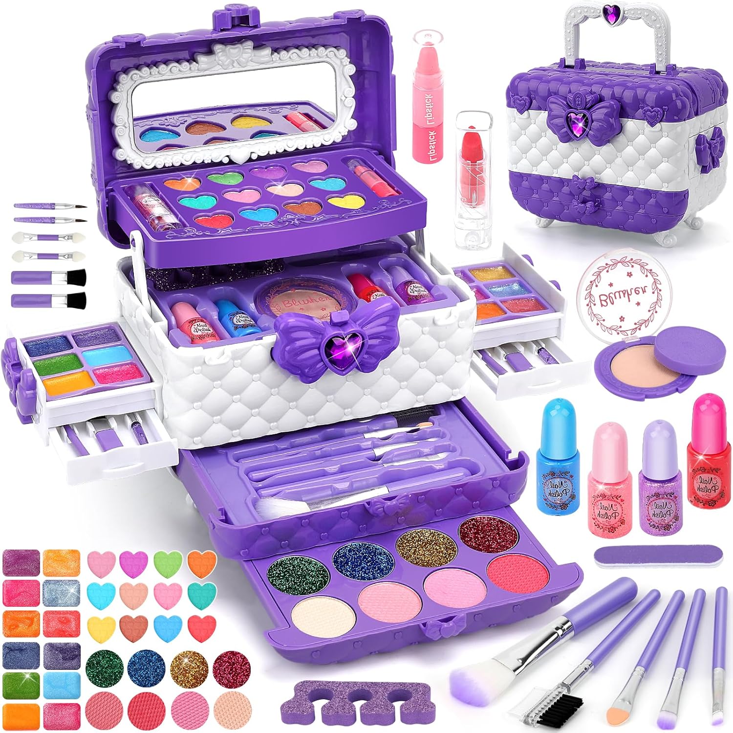 Aureyung Maquillage Enfant Fille, Lavable Coffret Maquillage Enfant, Palette Maquillage Enfant, Jouet Enfant 3 4 5 6 7 8 9 10 Ans Fille Jeu Fille, Cadeau Noël Anniversaire Fille 3 4 5 6 7 8 9 10 Ans