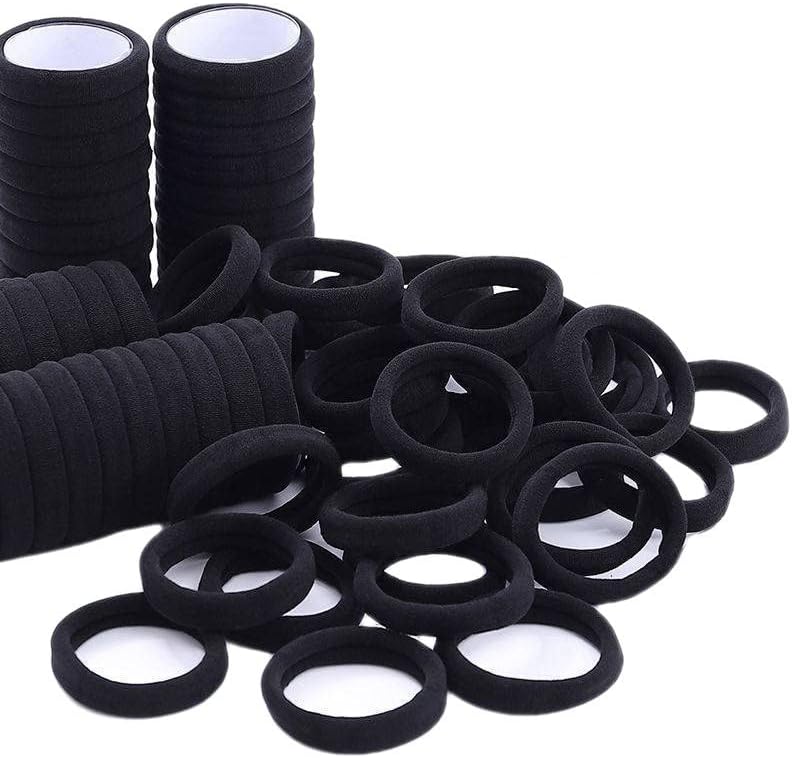 Elastiques Cheveux 50 Pcs en Coton Sans Couture Chouchous Elastiques Sans Métal pour Femmes Hommes et Enfants Noir