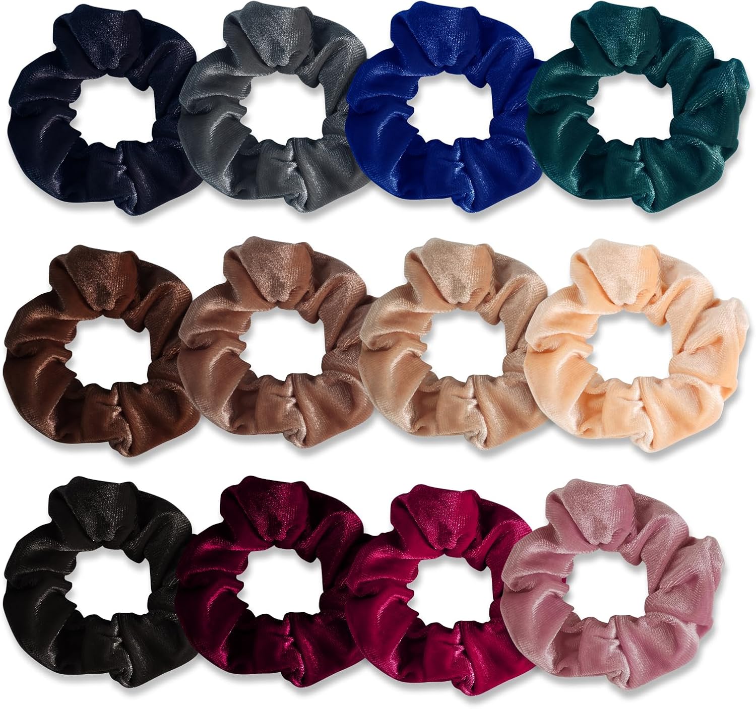 12 Chouchou Cheveux - Scrunchies Femme 11-20 cm - Matériau Velours Premium - Élastiques Élastiques - Pour Femmes et Filles Accessoires Cheveux (12 Couleurs)