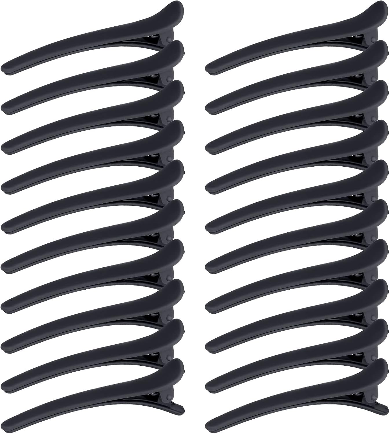 20 Pièces Pinces à Cheveux Professionnelles, Barrettes à Cheveux en Bec de Canard en Plastique pour Femmes Filles Coiffure Salon Outil - Noir 7.5 * 1.3cm