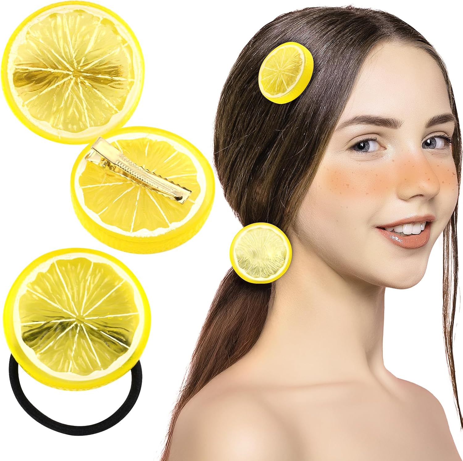 AYESY Barrettes Citron, 2 Pinces À Cheveux En Forme De Citron Artificiel Jaune Fruit Créatives Mignons Femmes Épingles à Cheveux Pour Filles Faciles à Porter Le Style Et La Décoration (Jaune)