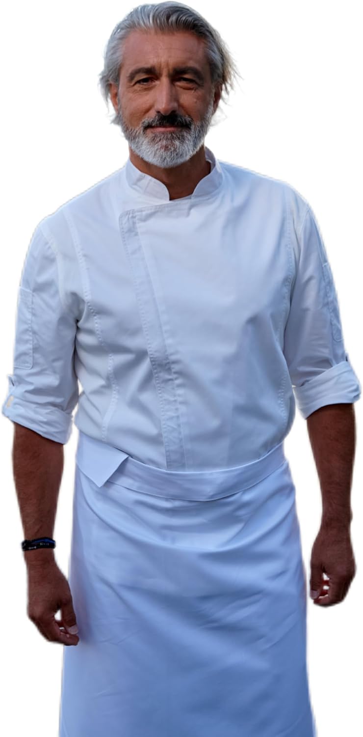 Veste de Chef Cuisinier Personnalisé Hommes,Personalized Embroidered Veste de Cuisinier Blanc Manches Longues, Professionnel Respirant Cuisine Uniforme-Fermeture éclair-2947M