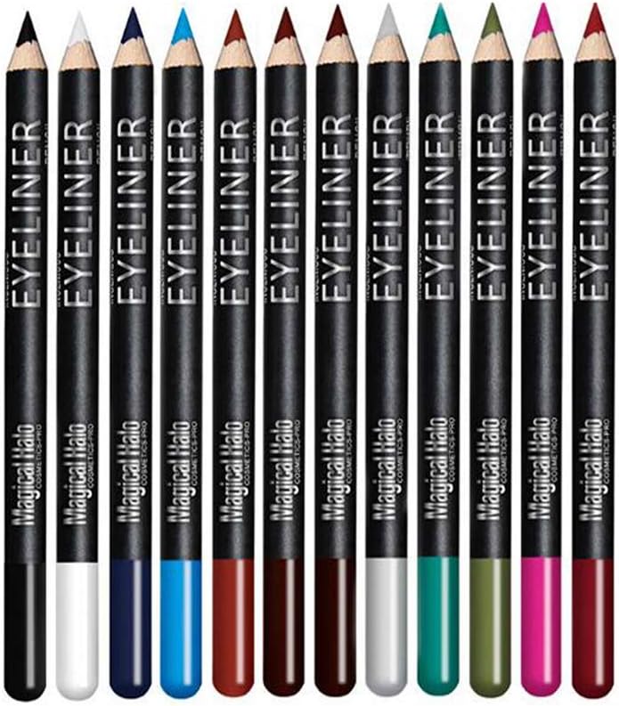 Eyeliner kajal set - 12 couleurs assorties crayons eyeliners naturels mat de longue durée, Eye Makeup Liner Pencil
