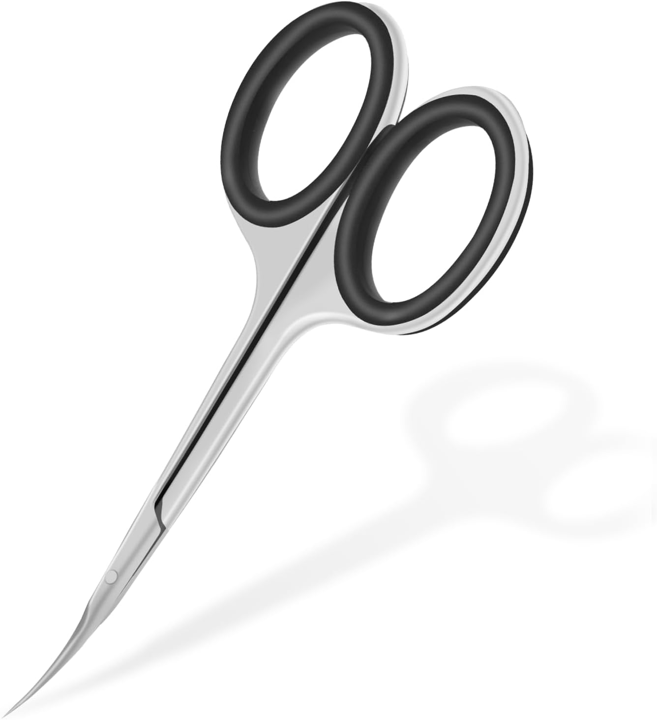 CGBE Ciseaux à Cuticules Professionnels Extra Fine Tranchant en Acier Inoxydable 420, Ciseaux Cuticules Précise avec Pointe Incurvée, Poignées en Silicone Antidérapante, Noir