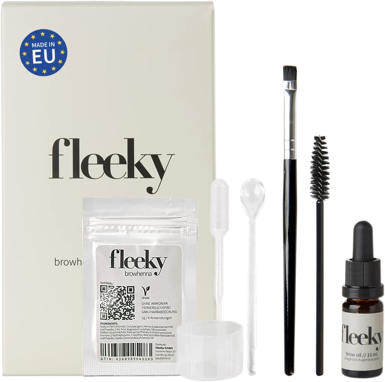 Fleeky Kit Browhenna - couleur de sourcils on fleek, poudre de couleur au henné pour une coloration naturelle des sourcils, idéal comme cadeau (Mini, marron clair)