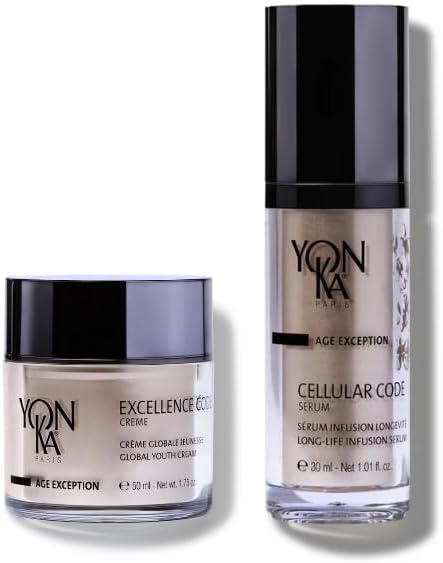 Rituel Prestige Peau Régénérée - Excellence Code Crème Yonka 50ml + Cellular Code Sérum Yonka 30ml - Soin Anti-Âge pour Peaux Matures - Résultats Dermatologiques, 97% Naturels