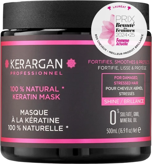 Masque Capillaire Ultra Réparateur à la Kératine 500ml pour Cheveux Abîmés et Stressés - Fortifie, lisse et protège - Sans Sulfate, OGM, Huile Minérale