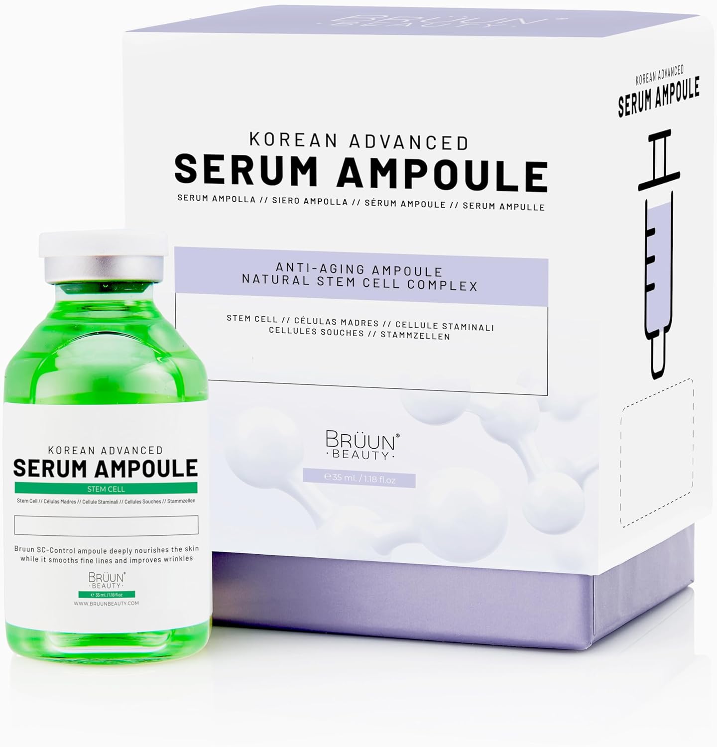 BRÜUN SC - Control Stem Cell Serum Ampoule - Micro Needling Korean Serum Booster for Face and Body to Use with and without Derma Pen Microneedling Skin Care Serum 1.18 fl.oz