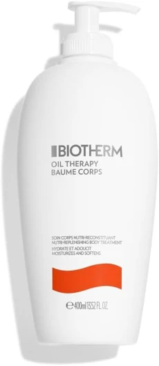 Biotherm Oil Therapy Baume Body Lotion pour le corps, aux huiles précieuses, pour hydrater intensément, spécialement conçue pour les peaux rugueuses et sèches, soin nourrissant de la peau, 400 ml