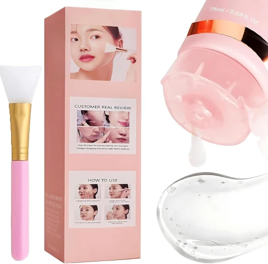 Masque Collagène, Visage Hydratation Profonde, Anti-âge et Restauration de l'Élasticité – Masque Collagène pour un Visage Lisse et Fermé, 75ml (pink1)