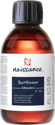 Huile De Tournesol Certifiée BIO (No - 253) - 225ml - Pure et Naturelle, Soins Intensifs Visage, Corps, Cheveux, Peau, Barbe, Ongles