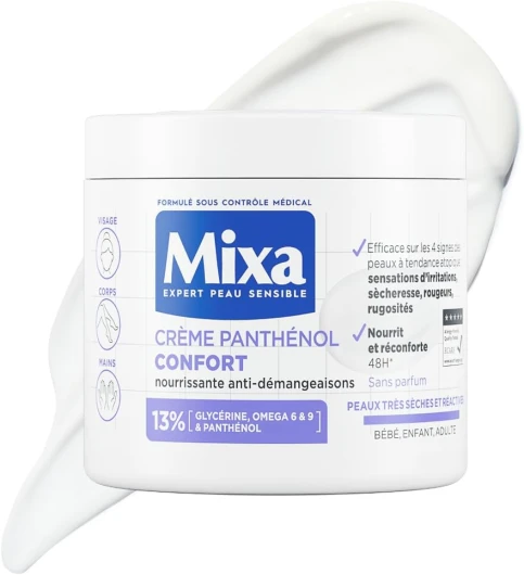 Expert Peau Sensible - Crème Panthénol Confort - Anti-Démangeaisons - Peaux Très Sèches et Réactives - Visage, Corps, Mains - Bébé, Enfant, Adulte Hypoallergénique - Sans Parfum - 400ml
