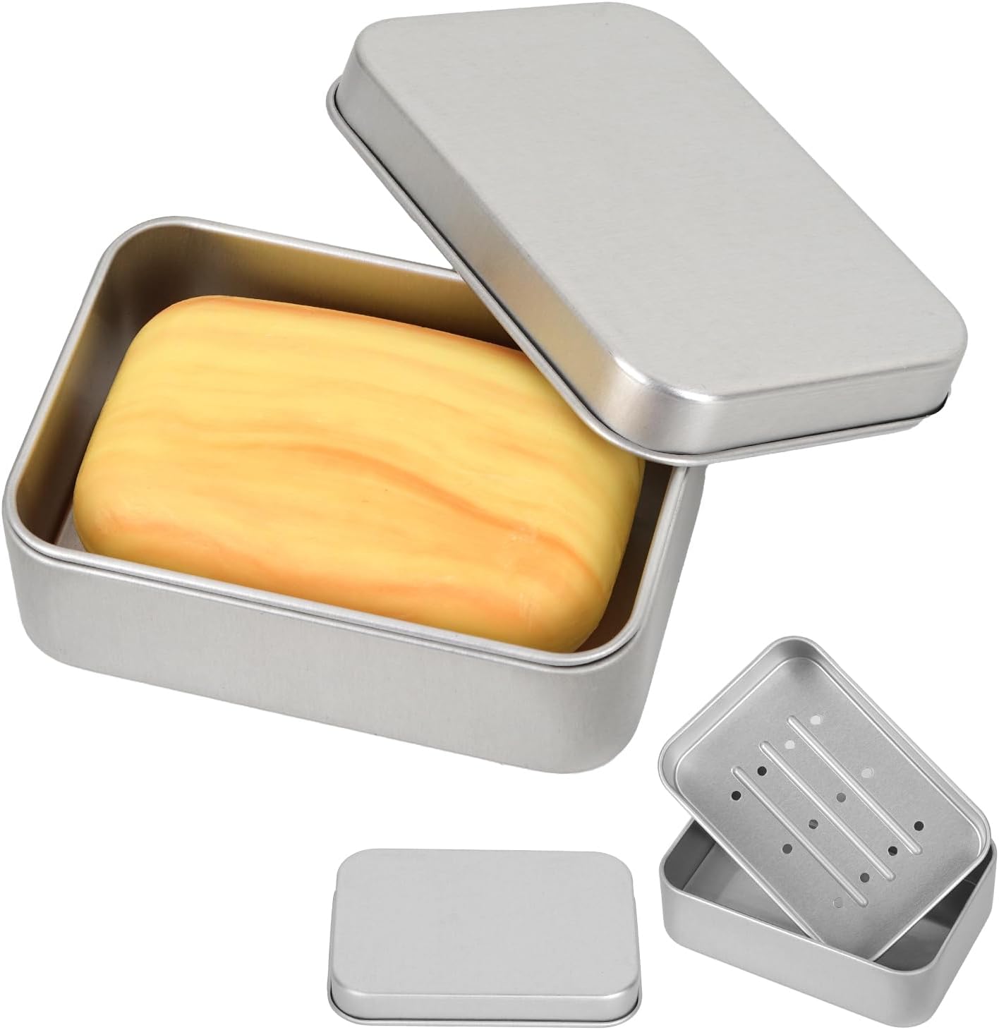 2 Pièces Boite a Savon Voyage en Aluminium, Boite à Savon Solide, Boîte à Savon Etanche avec égouttoir Amovible, pour Voyage, Maison