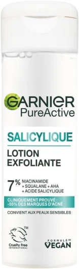 Pure Active - Soin Exfoliant Visage - Réduit Les Marques D'acné & Les Pores - Niacinamide, AHA & Acide Salicylique - Formule Liquide Légère - Vegan & Cruelty Free - Homme & Femme - 120 ml