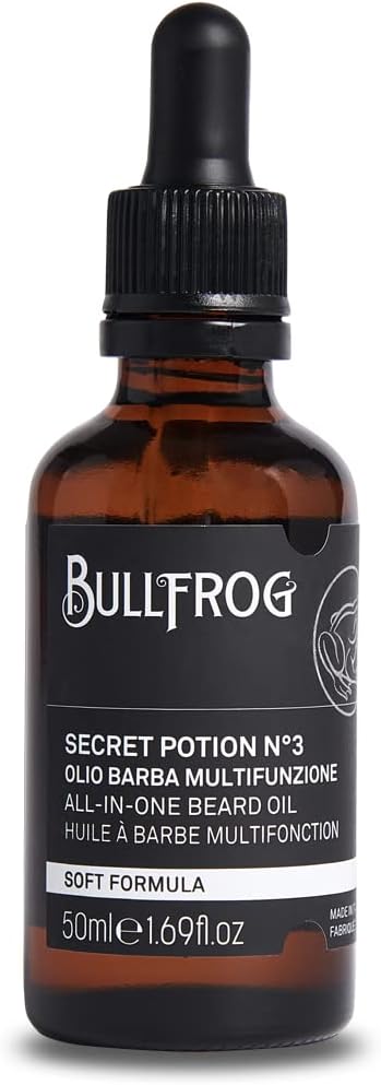 Secret Potion N.3 Huile à Barbe Tout-en-un 50 ml - Enrichie de Nombreux Ingrédients Nutritifs - Parfumée et Nourrissante - Notes Marines, Boisées et Ambrées - Fabriquée en Italie