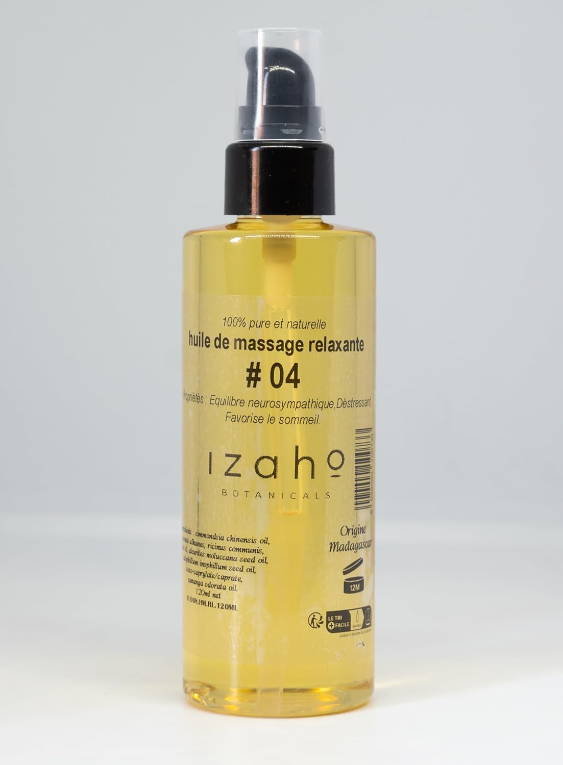 Huile de Massage Relaxante 120 ml - Apaisante & Anti-Stress - Jojoba, Ricin, Bancoule - Huile Essentielle Ylang-Ylang Madagascar - Soin Naturel Calmante et Hydratante