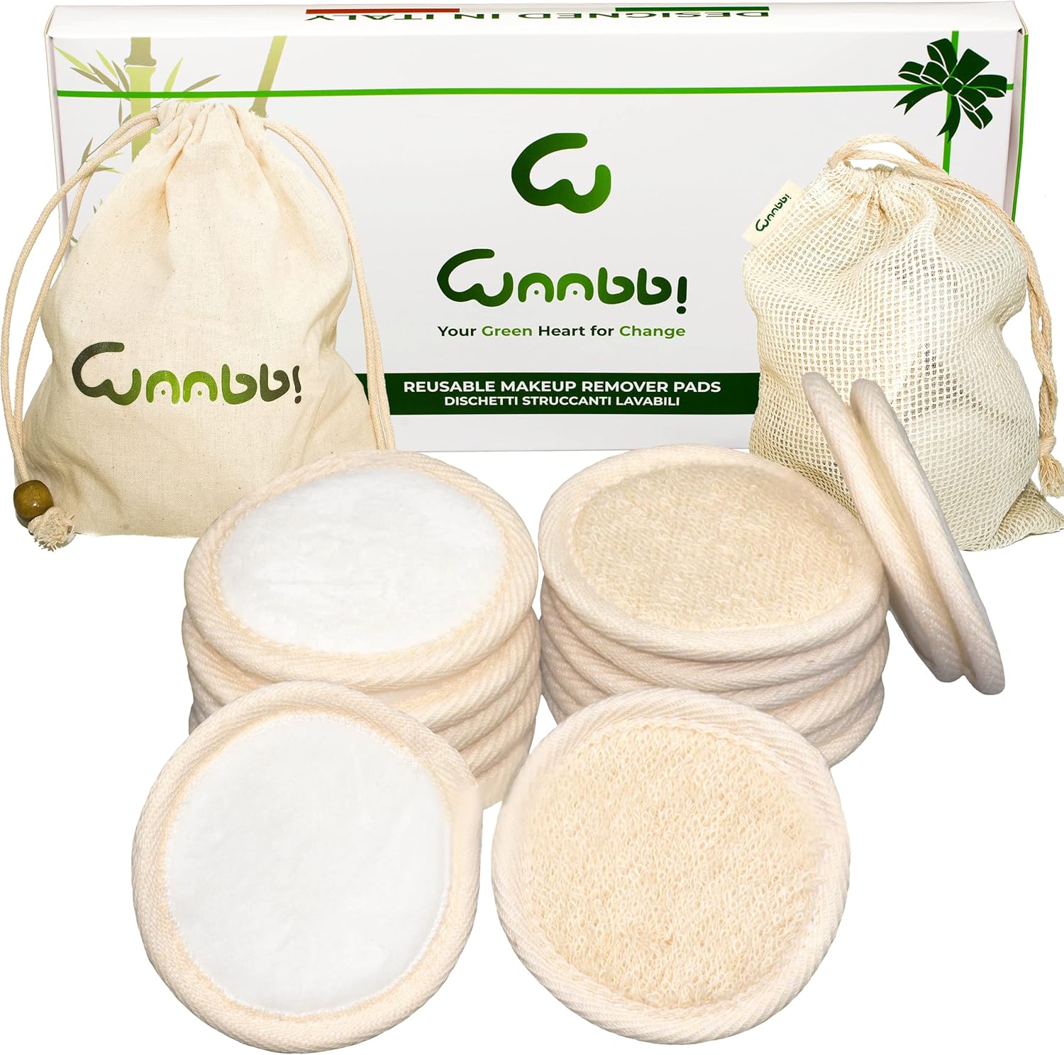 Coton Demaquillant Lavable Réutilisable Tampons Démaquillants Fibre de Bambou 16 Pièces Disque Lingette Demaquillante Lavable Biologique avec Sac à Laver et Sac à Linge en Coton