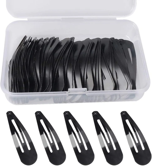 Lot de 50 barrettes à cheveux pour fille - 5 cm - En métal - Mini pinces à cheveux - Pour enfants et filles - Noir