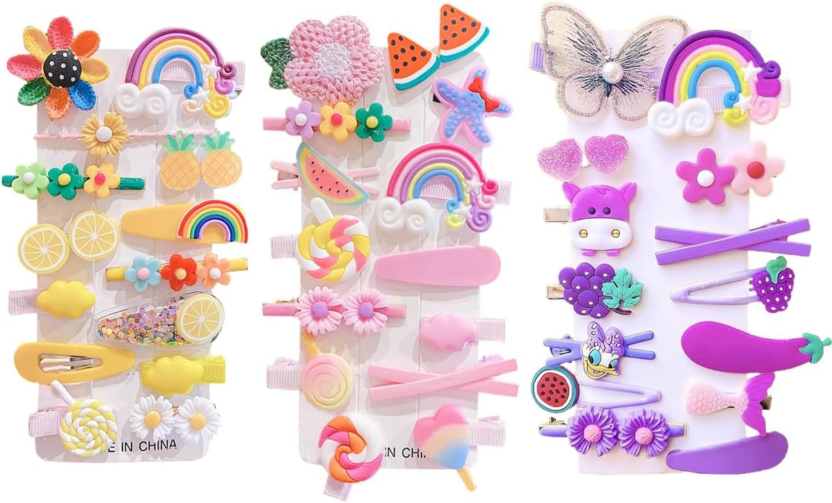 QHFlashbuy Pinces à Cheveux 42 Pièces Barrettes Enfants Pinces à Cheveux Métal,Pince Cheveux pour Filles Accessoires de Cheveux Mignons Barettes Cheveux Fille pour Bébé Filles