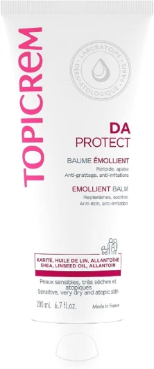 DA PROTECT Baume Émollient - Crème Hydratante, Relipide, Nourrit & Apaise- Soin Visage et Corps pour Peaux Sensibles, Sèches, Atopiques, Bébés, Enfants&Adultes- Fabrication Française- 200ml