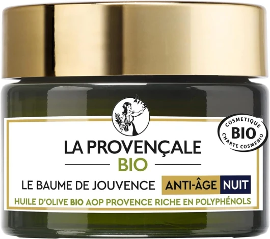 Le Baume de Jouvence Anti-Age Nuit - Soin Visage Nuit - Certifié Bio - Huile d'Olive Bio AOC Provence - Pour Tous Types de Peaux, Même Sensibles - 50 ml