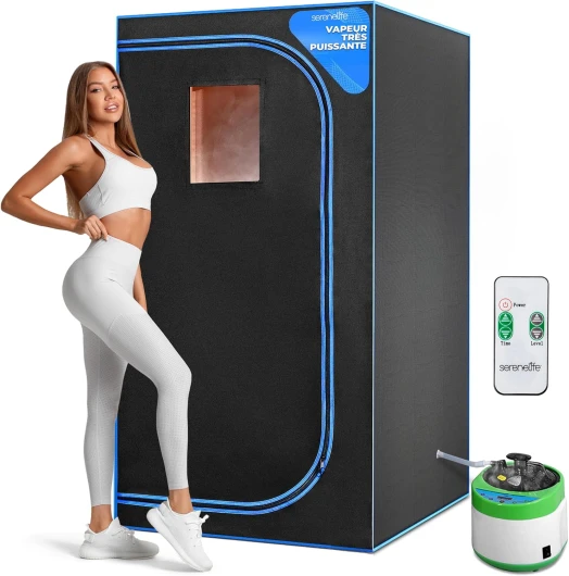 Sauna Portable, Sauna Infrarouge avec Vapeur, Spa Maison, Tente Spa avec Télécommande, Chaise Pliable et minuteur