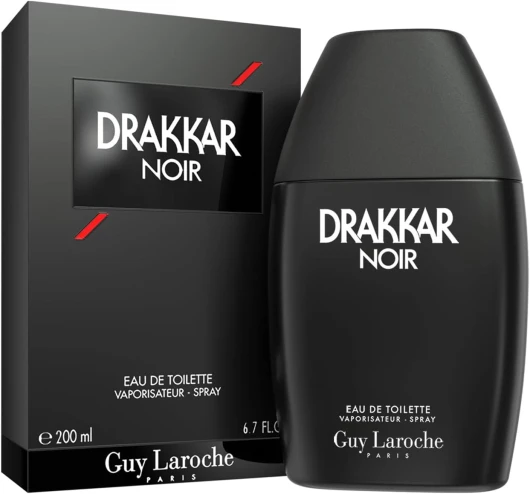 Drakkar Noir de Guy Laroche - Eau de Toilette Sensuel & Intrépide - Boisé et Aromatique, Notes de Mousse de Chêne, Patchouli et Sapin Baumier - Parfum pour Homme - 200 ml