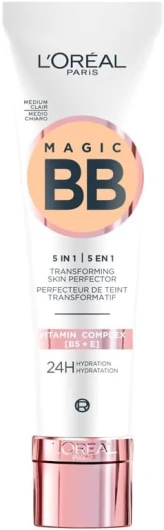 L'Oréal Paris - BB Crème Teintée C'est Magic - Perfecteur De Teint 5 En 1 - Hydratante 24H - Tous Types De Peaux - Couvrance Légère Et Naturelle - SPF 11 - Teinte : Medium Clair (03) - 30 Ml