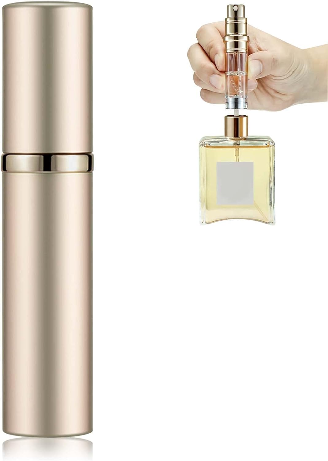 Colexy Bouteille Vaporisateur de Parfum Rechargeable, 5ML Mini Atomiseur Parfum, Voyage Bouteille Vaporisateur Portable, Vaporisateur Vide de Sac Rechargeable, Spray Flacon de Parfum (Champagne)