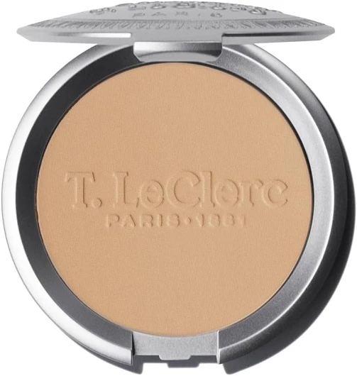 T - LeClerc - Poudre de Riz Compacte - 08 SAHARA - Poudre teint visage - Poudre compacte Matifiante et Fixatrice Longue Tenue - 0% Talc - Réduit les Boutons - Vegan - Fabriquée en France - 9g