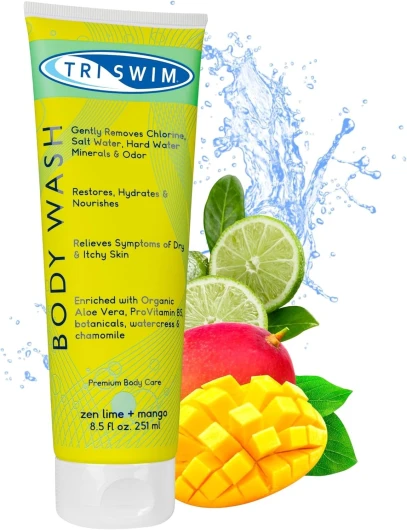 Gel Douche Anti Chlore, Gel Douche Femme et les Hommes, Body Wash Pour Nageurs, Gels Douche Prévient les Démangeaisons de la Pea, Savons et Gels Douche - Citron Vert & Mangue (251ml) Jaune (251 ml)