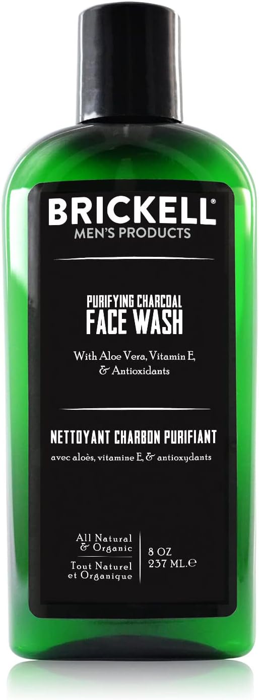 Brickell Men's Products Nettoyant Visage Purifiant au Charbon – Nettoyant Visage Naturel et Bio, 237ml 236 ml (Lot de 1)
