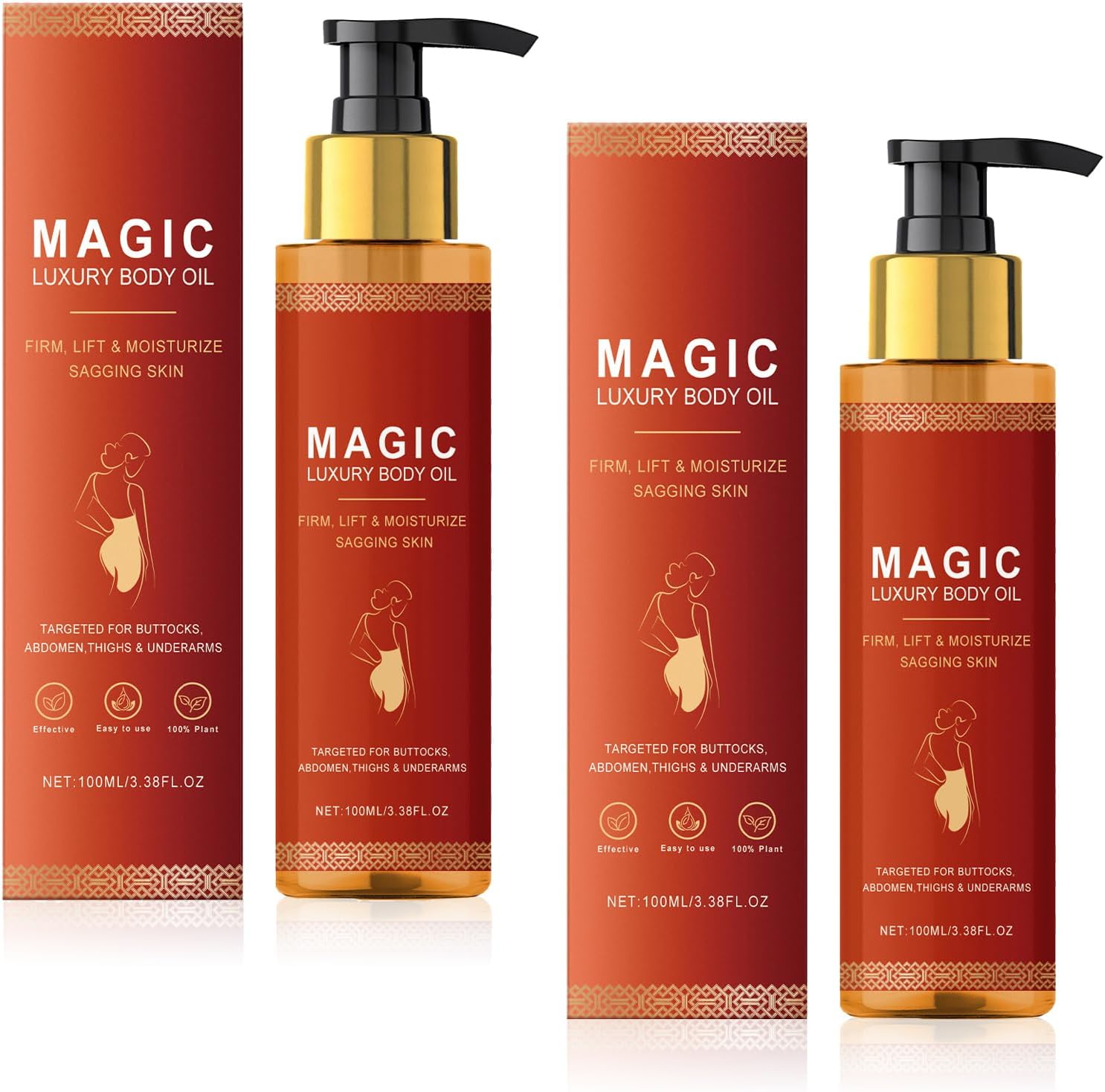 Magic-Huile pour le corps, avec 99% d'ingrédients naturels, huile corporelle raffermissante pour la peau, pour peaux Fines ridules y sèches, Raffermit,Élasticité, Hydrate,huile de soin(200 ml)