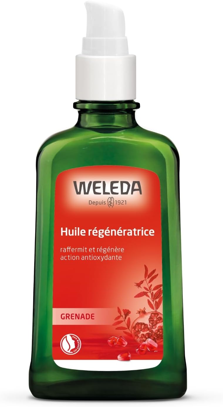 Huile régénatrice à la Grenade - Raffermit et régénère - Soin corporel antioxydant, active le renouvellement cellulaire et retarde les manifestations du vieillissement - NATRUE* - Vegan*** - 100 ml Huile soin