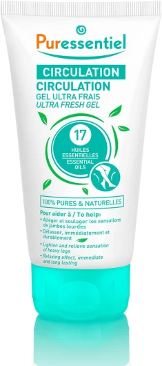 Circulation - Gel Ultra-Frais - Aux 17 huiles essentielles - 100 pourcent pures et naturelles - Aide à soulager les sensation de jambes lourdes - 125 ml 125 ml (Lot de 1)