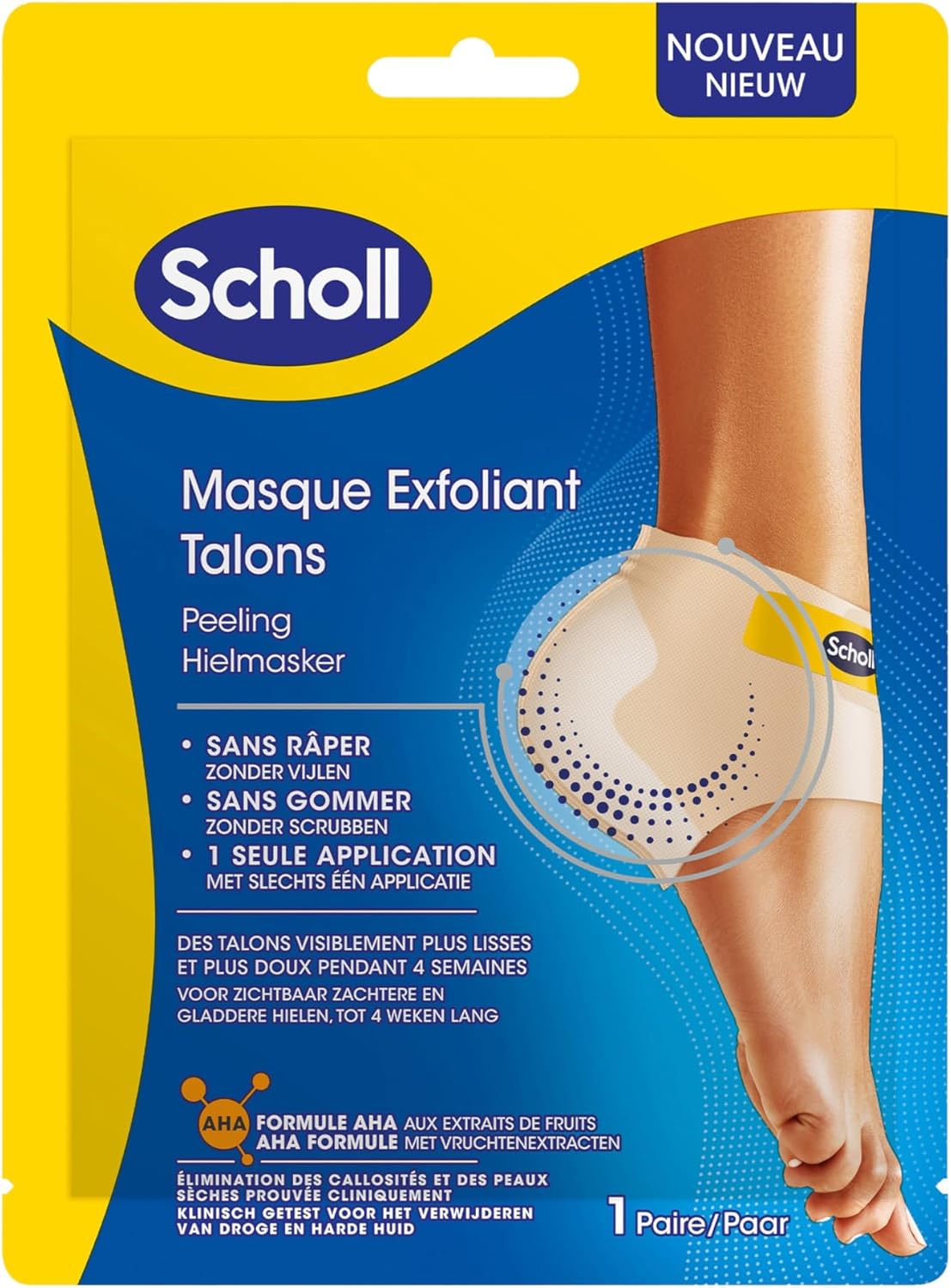 Masque Pieds Exfoliant - Peeling et Élimination des Callosités - Hydratation Intense Pieds Doux et Régénérés - Idéal pour Talons Abîmés - 2 Chaussettes Soin Pieds - Facile et Rapide Exfoliant talon 1 unité (Lot de 1)