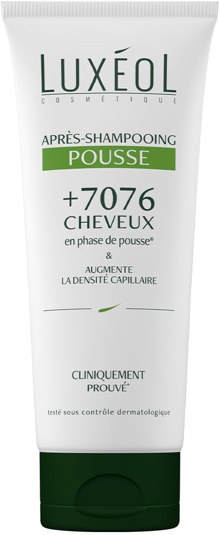 LUXÉOL - Après-Shampooing Pousse - Force & Densité - Hydratatation, Douceur & Brillance - Soin Cheveux - 98% d'Ingrédients d'Origine Naturelle - Fabriqué en France - 200ml Après-Shampoing