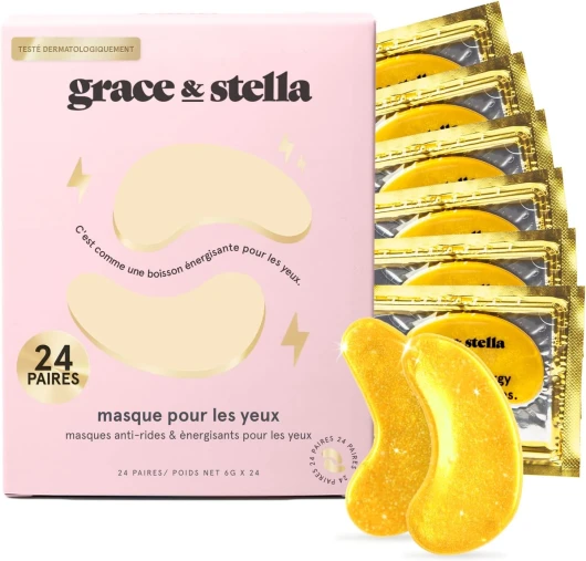 Grace & Stella [24 Paires, Or] Patch en Gel qui Réduit les Cernes Sous les Yeux, Anti Rides, Anti Poche - Vegan & Cruelty-Free, Soins des Yeux Or - 24 Paires