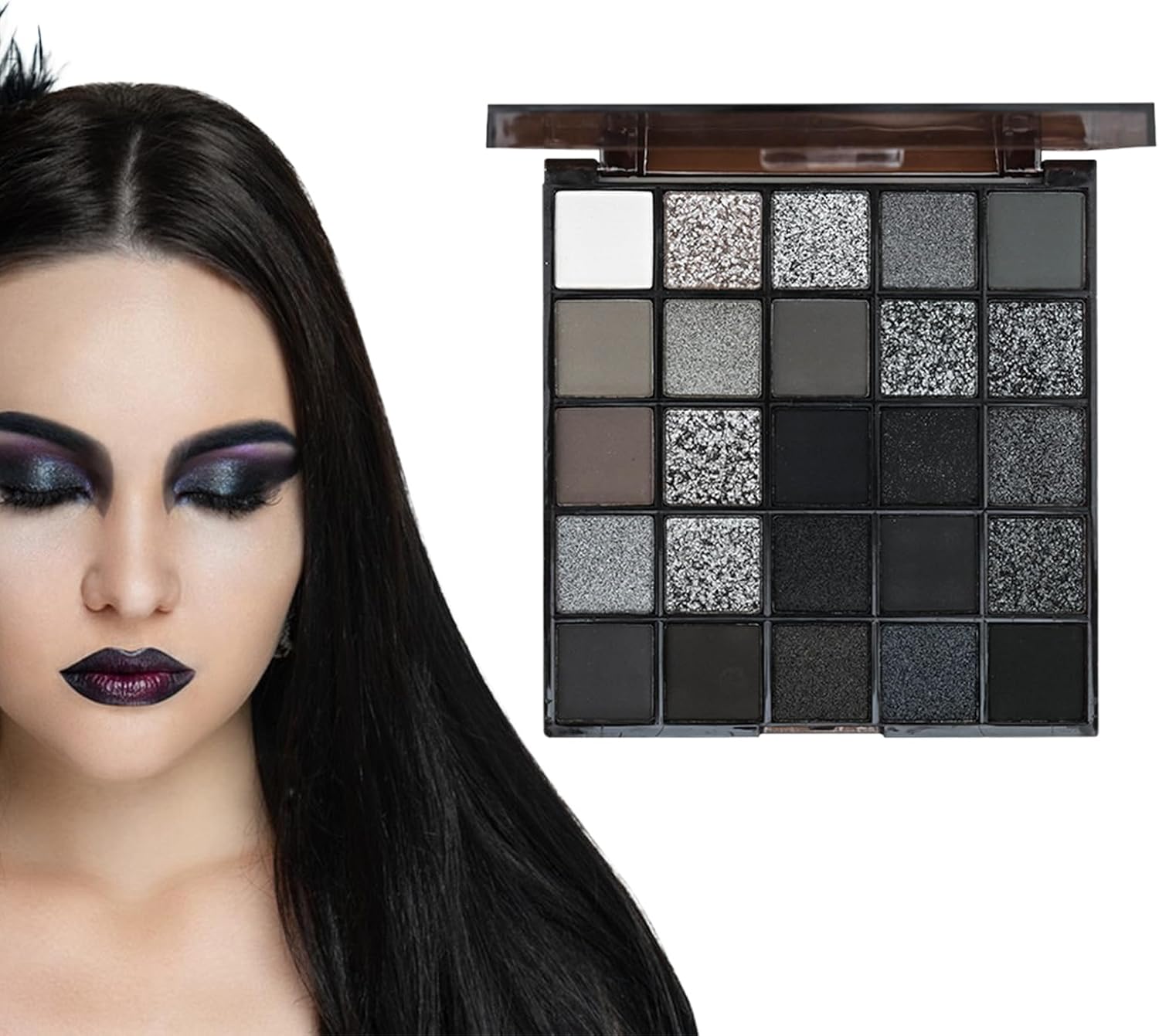 Palette de fards à paupières foncés - Maquillage yeux noirs longue tenue, Pigments riches - Coffret maquillage de nuit dramatique, Coffret cosmétique gothique, Trousse de fards à paupières pour fêtes