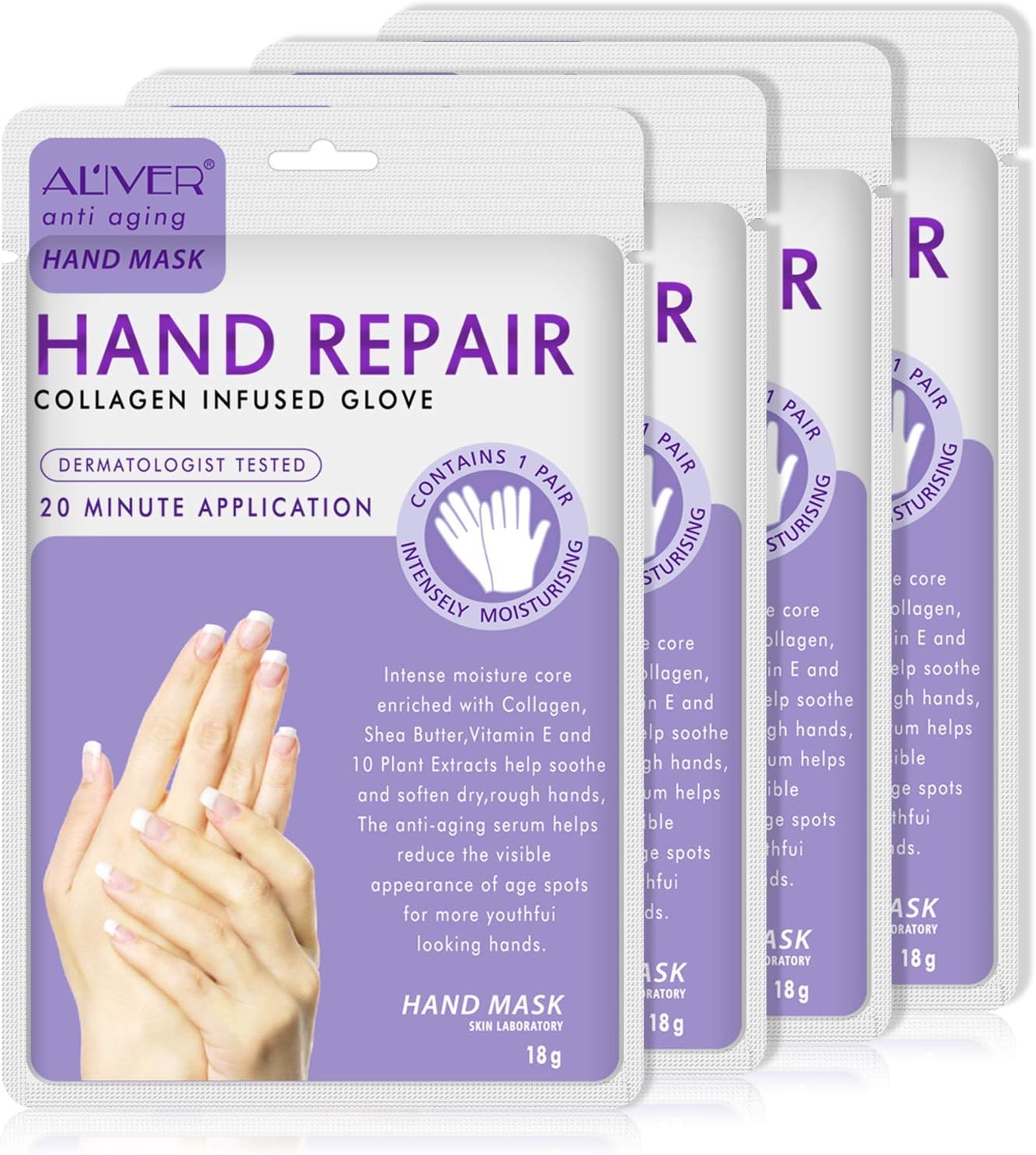 4 Paires Masque De Main Gants Hydratants pour Soin de Main Masque Nourrissant Exfoliants Régénérantes Pour Les Mains Sèches Vieillissantes et Gercées