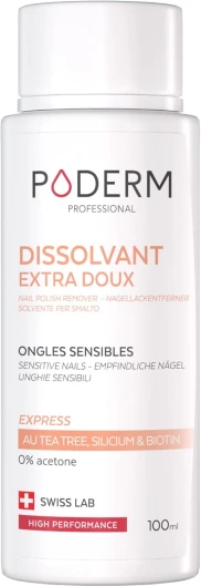 Dissolvant sans acetone extra doux au tea tree - Retrait express & facile du vernis à ongles - Fortifiant & nourrissant pour les ongles sensibles - 100 ml - Swiss Lab