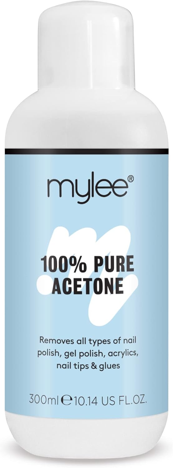 Acétone 100% Pure Dissolvant Vernis à Ongles pour Retrait des Vernis Semi-Permanents UV/LED (300ml) 300 ml (Lot de 1)