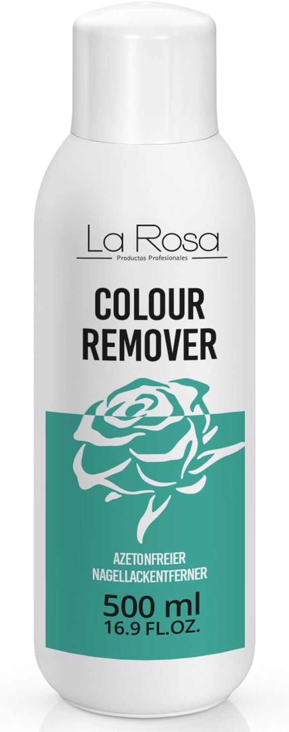 LaRosa Dissolvant SANS ACÉTONE 500ml au COMPLEXE DE VITAMINES idéal pour enlever le vernis à ongles traditionnel des ongles naturels, en gel et en acrylique 500 ml (Lot de 1)